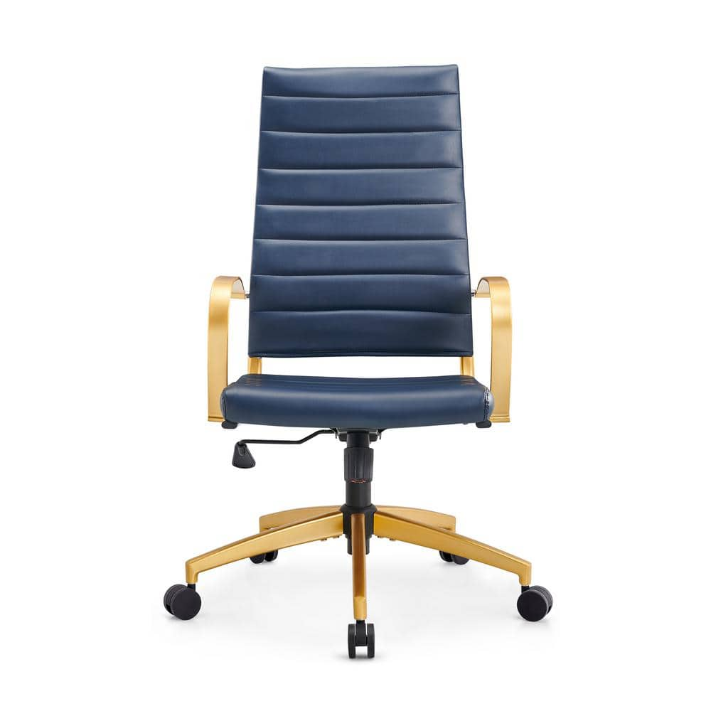 Navy blue discount leather office chair