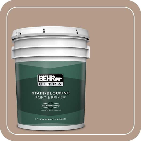 BEHR ULTRA 5 gal. #PMD-77 Rich Taupe Extra Durable Semi-Gloss Enamel Interior Paint & Primer