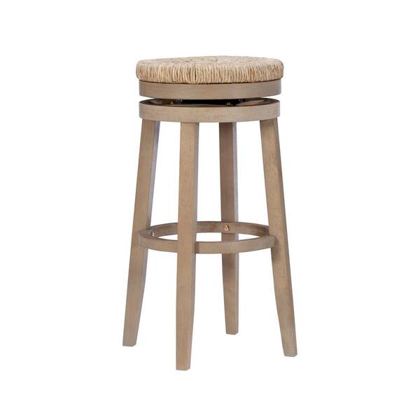 Powell Company Mesquite Natural Wire Brushed Barstool with Swivel Seagrass Seat