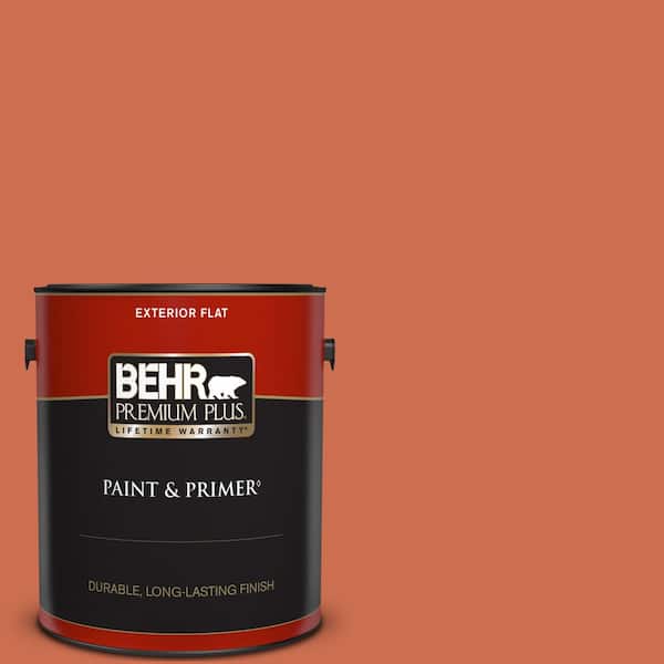 BEHR PREMIUM PLUS 1 gal. #M180-6 Tiki Torch Flat Exterior Paint & Primer