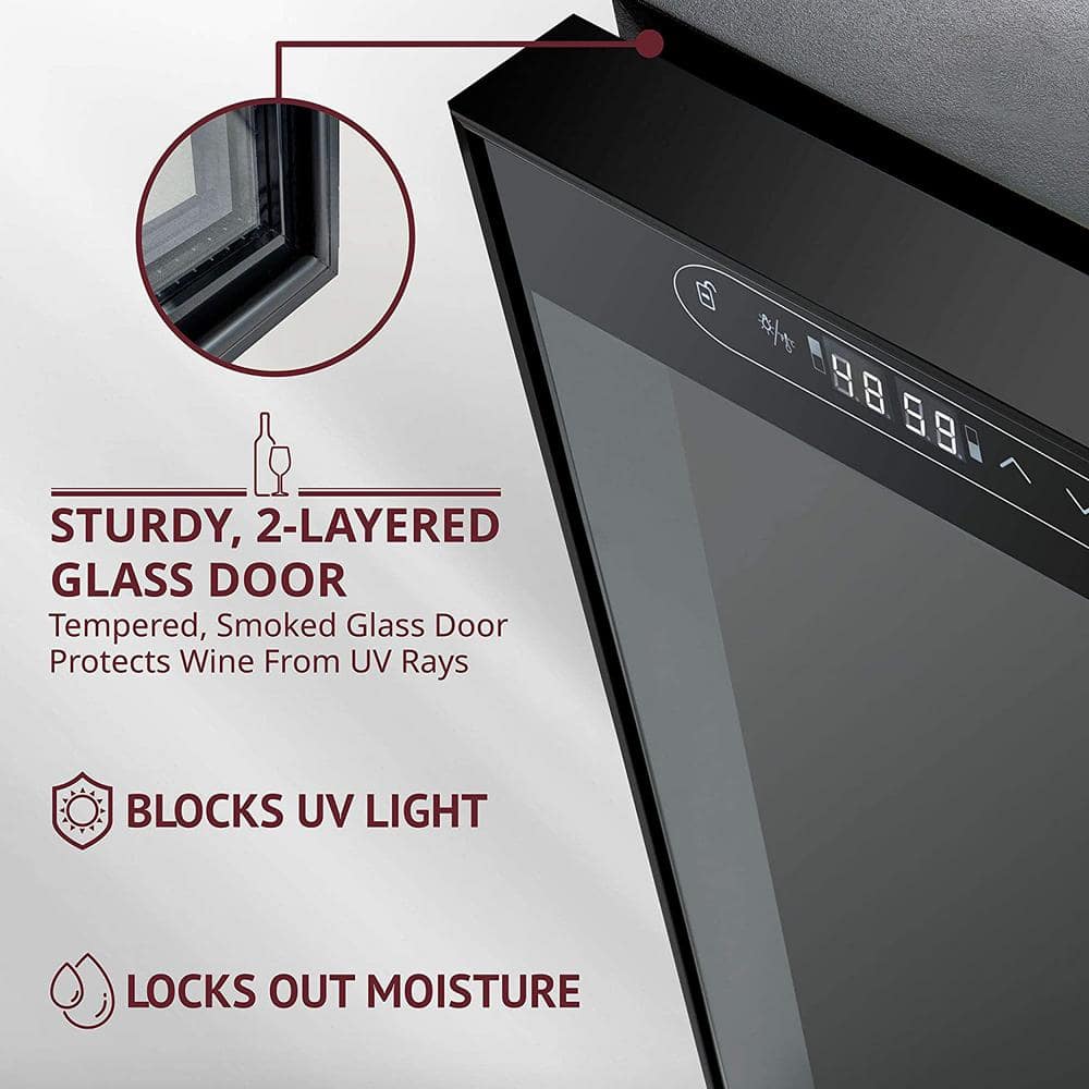 Black Dual Zone Freestanding Wine Cooler with Interior Lighting