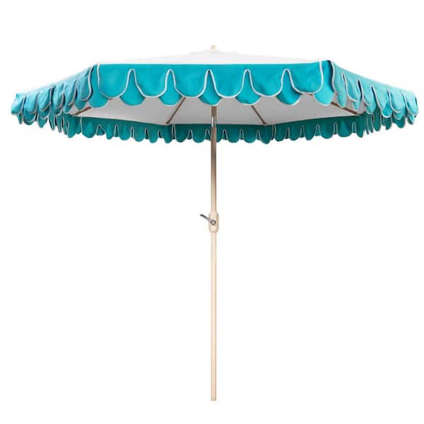 9 ft. Aluminum Market Push Button Tilt Patio Umbrella in Blue