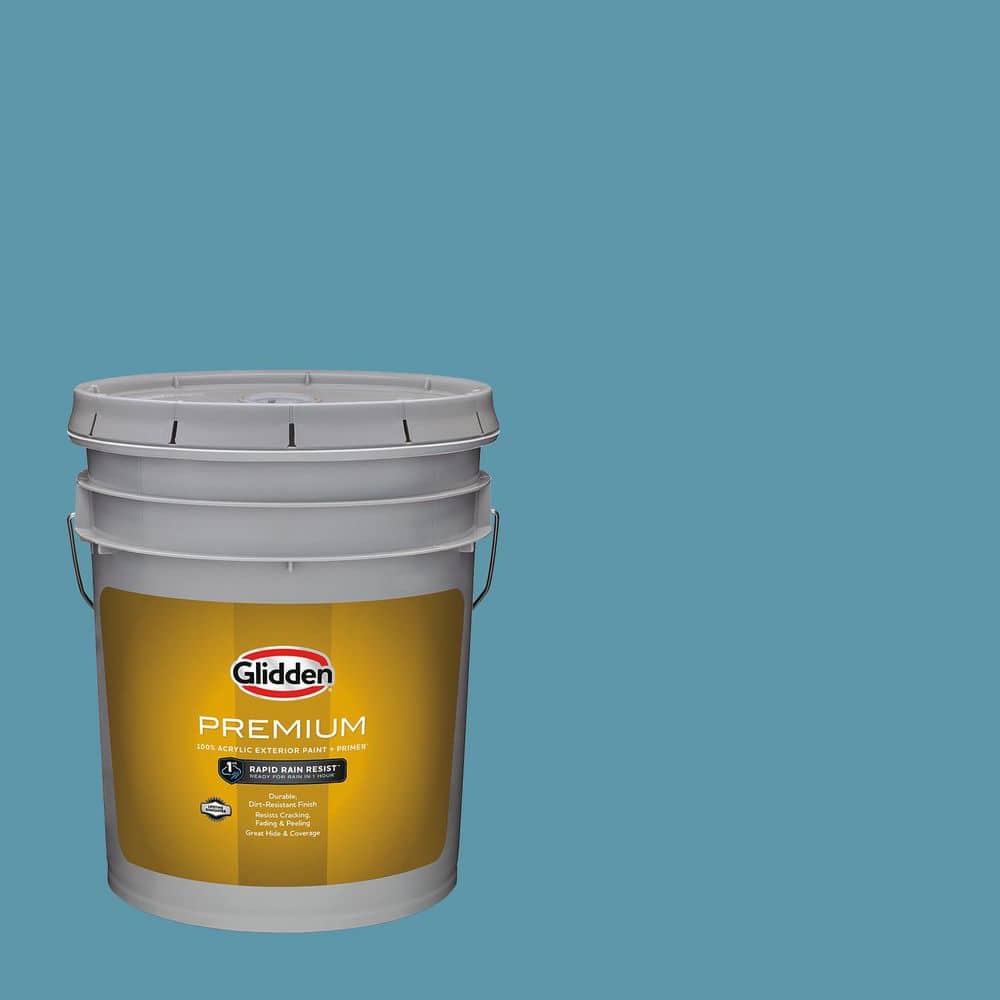 Glidden Premium 5 gal. PPG1151-5 Aqua Blue Exterior Latex Paint