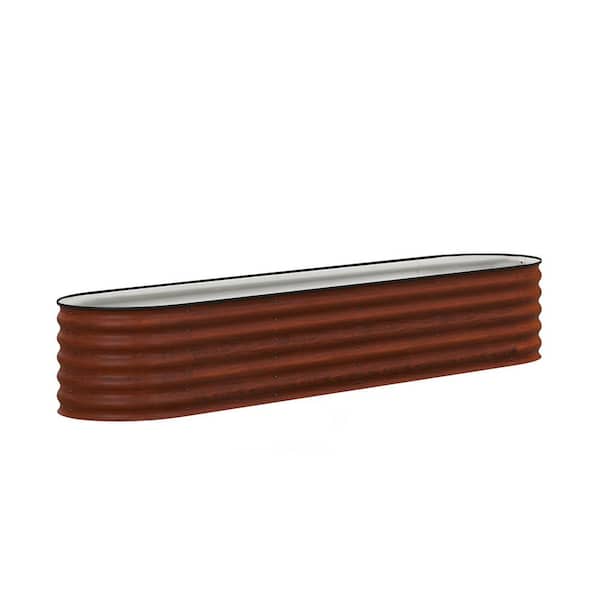 Siavonce Galvanized Raised Garden Bed Kit, Outdoor Metal Elevated Planter Box for Growing Flowers, Herbs and Vegetables, Brown