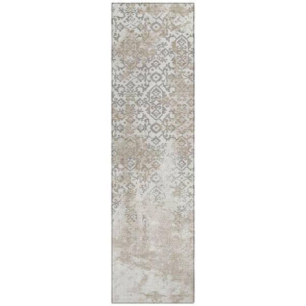 Chantille Machine Washable Indoor/Outdoor Abstract ACN2788 Ivory 2 ft. x 7 ft. Runner Rug
