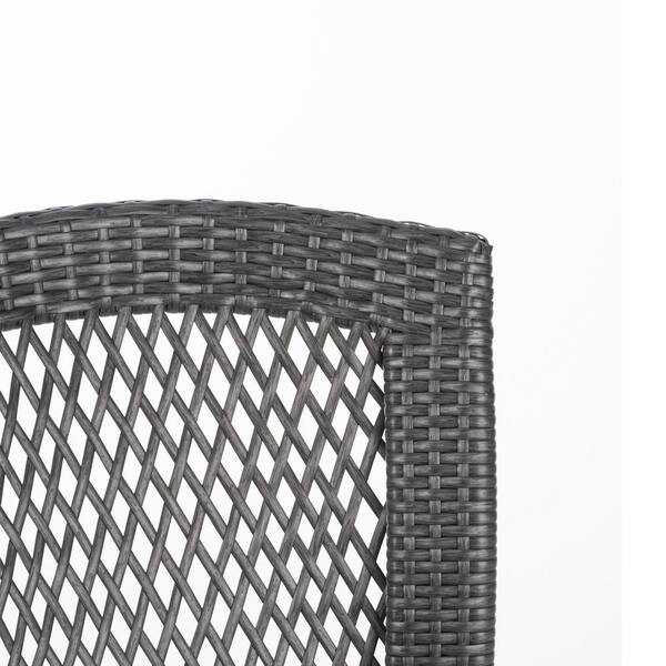 Grey Wicker Space-Saving Outdoor Dining Chairs with Diamond-Mesh