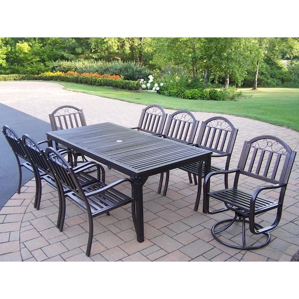 Rochester 9 Piece Metal Outdoor Dining, Wrought Iron Patio Dining Table For 6