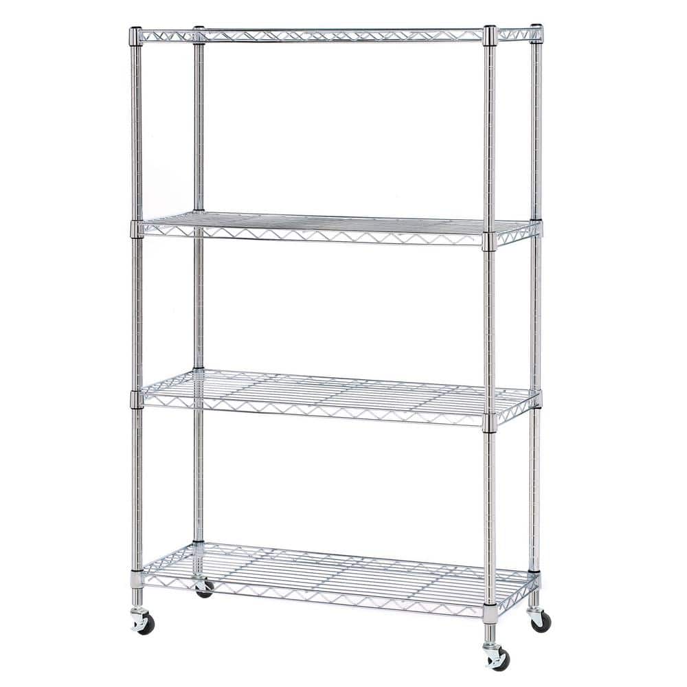 Seville Classics Chrome Plated 4-Tier Heavy Duty Steel Wire Garage Storage Shelving  Unit (36 in. W x 56.5 in. H x 14 in. D) SHE15387B The Home Depot