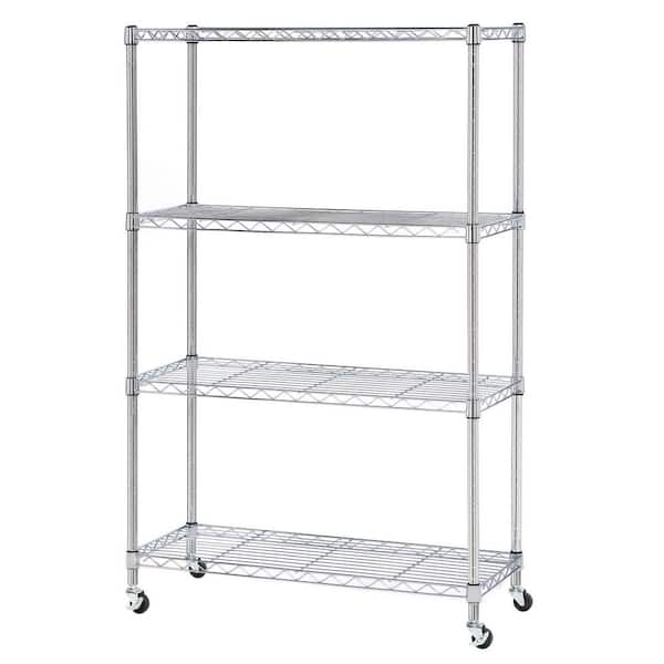 Seville Classics Chrome Plated 4-Tier Heavy Duty Steel Wire Garage
