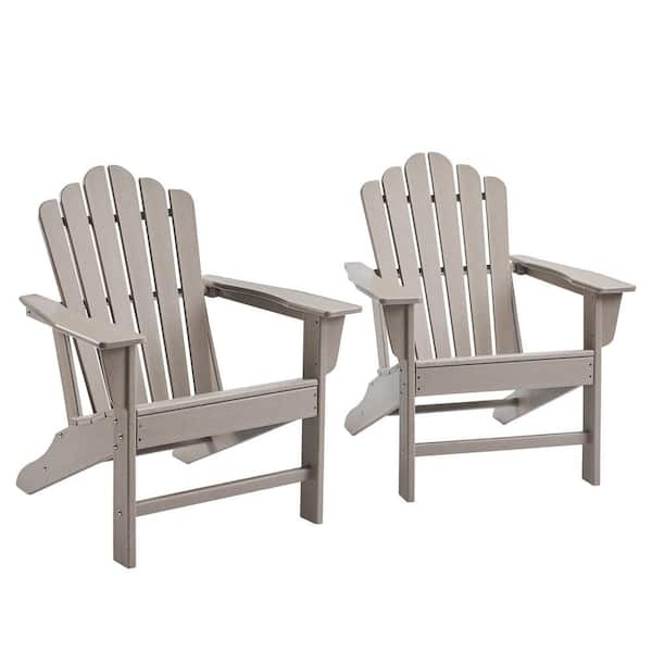 Kahomvis Indoor/Outdoor Brown HDPE Adirondack Chair (2-Pack)