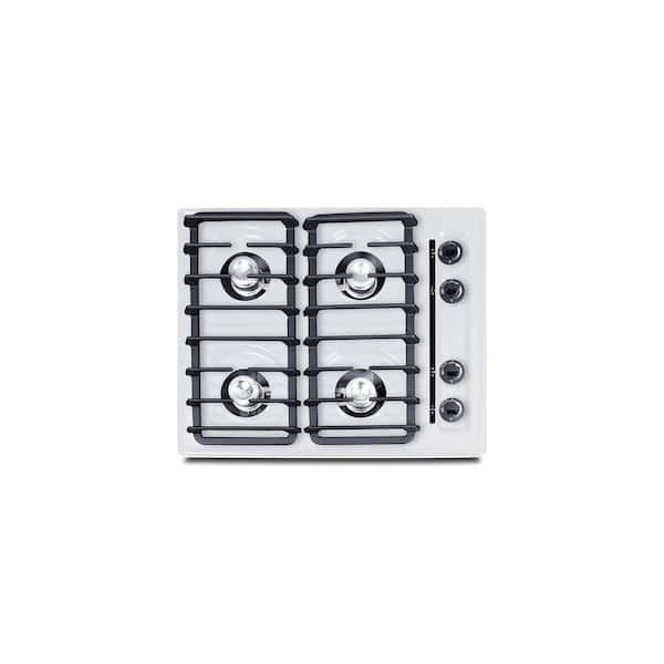 24 in. Wide Gas Cooktop in White with 4 Burners
