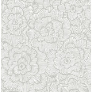Periwinkle Light Grey TextuRed Floral Paper Strippable Roll (Covers 56.4 sq. ft.)