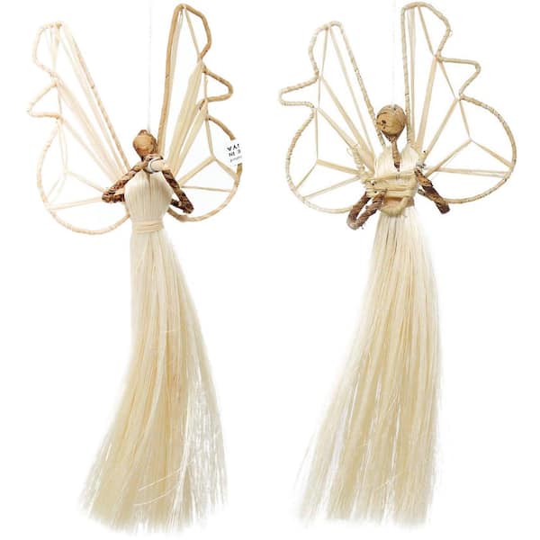 9 in. Sisal Angel Ornaments - Musical (Set of 2)