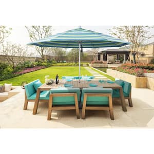 11 ft. Silver Aluminum Commercial Market Patio Umbrella with Fiberglass Ribs and Pulley Lift in Royal Blue Olefin