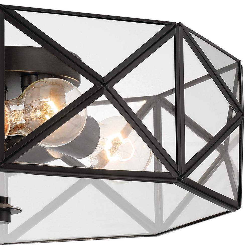 Sleek Geometric Black Glass 4-Light Flush Mount Vanity LED