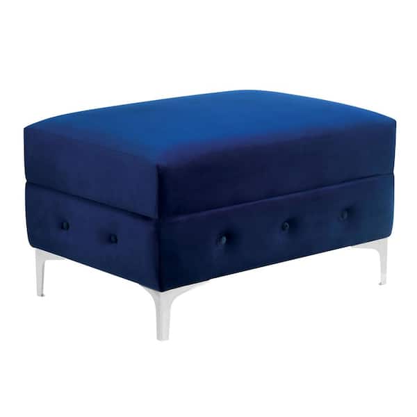 Furniture of America Persi Navy Button Tufted Ottoman