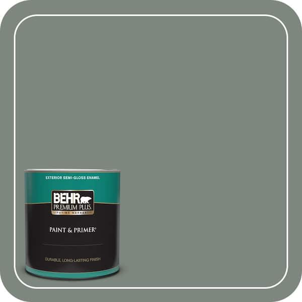 BEHR PREMIUM PLUS 1 qt. #700F-5 Wild Sage Semi-Gloss Enamel Exterior Paint & Primer