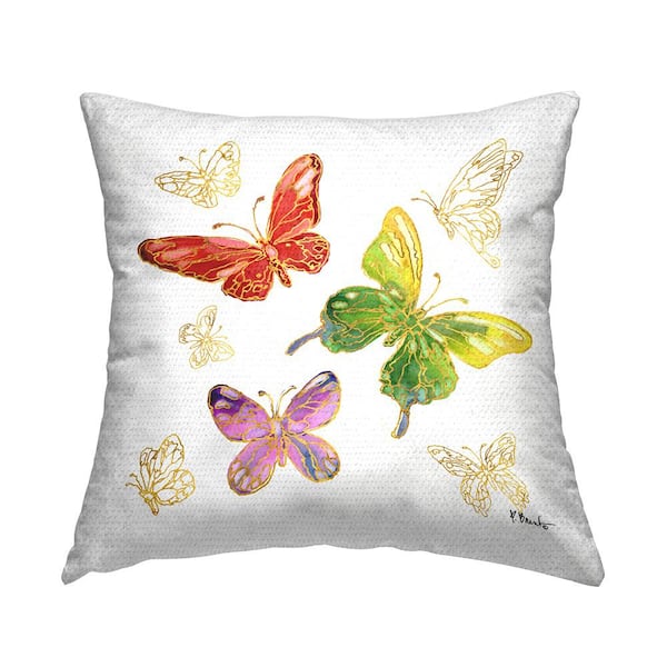 Stupell Industries Glam Butterfly Shapes Multi-Color Square Outdoor Throw Pillow