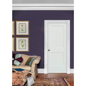 30 in. x 80 in. 2 Panel Monroe White Left-Hand Smooth Solid Core Molded Composite MDF Single Prehung Interior Door
