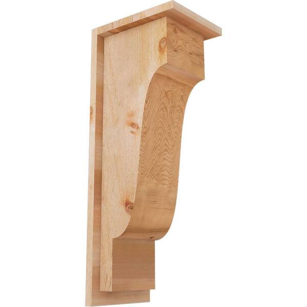 Ekena Millwork 8 in. x 10 in. x 26 in. Newport Rough Sawn Western Red Cedar Corbel with Backplate