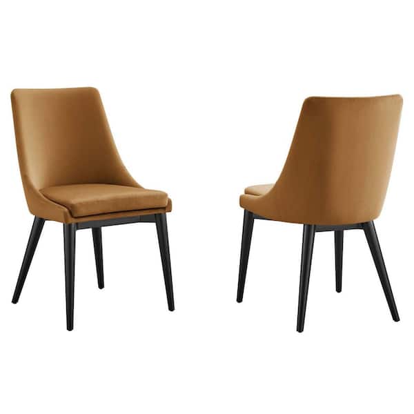 MODWAY Viscount Accent Performance Velvet Dining Chairs - Set of 2 in Cognac