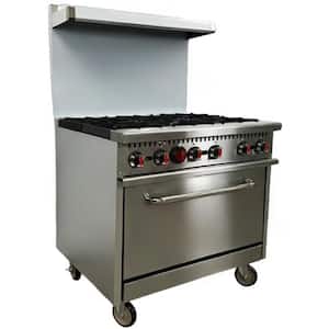 36 in. W Commercial NSF 6-Burners 211,000 BTU Gas Oven Ranges Hot Plates EH36O in Stainless Steel with Oven