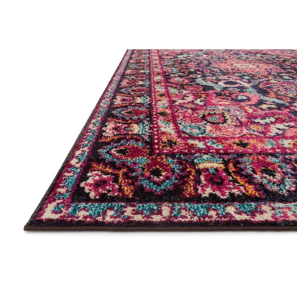 Loloi II Nadia Collection Vintage Distressed Persian Area Rug 2'-2 x 12' Runner Pink/Midnight Loloi II Nadia Collection Vintage Distressed Persian Area Rug 2'-2 x 12' Runner Pink/Midnight