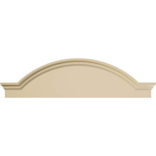 Ekena Millwork 56-in. W x 15-in. H x 2-1/2-in. P Segment Arch W/Flankers Smooth Signature Urethane Pediment, Primed Tan