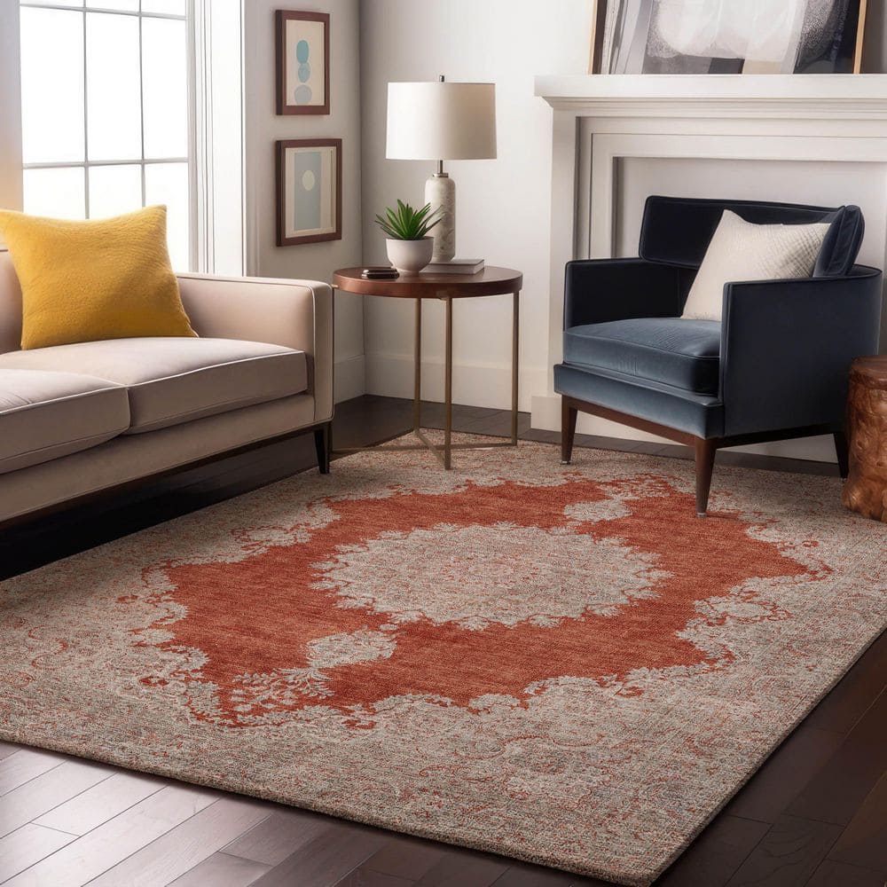 Mayfield Premium Machine Washable Abstract AMF1003 Rust 3 ft. x 5 ft. Area Rug price history on PriceWatchPro