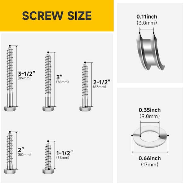 Bulloni A Testa Esagonale Acciaio Inox 18-8 &ndash; 3/8 X 3-1/2 &ndash; Confezione Da 10 &ndash; Fastenere