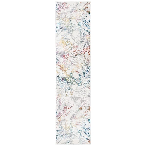 Aria 2 ft. x 12 ft. Ivory/Blue Distressed Forest Runner Rug