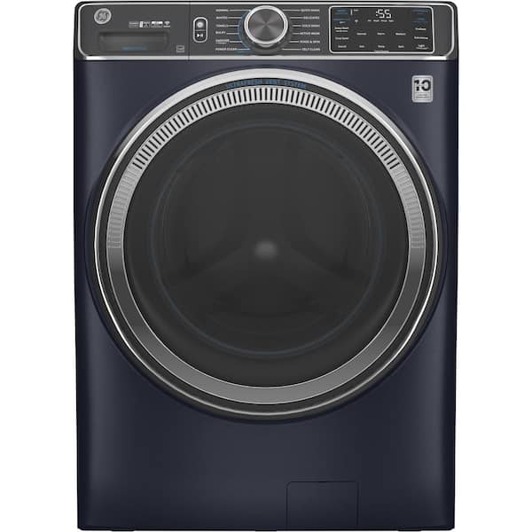 GE 5.0 cu. ft. Smart Sapphire Blue Front Load Washer with OdorBlock UltraFresh Vent System with Sanitize and Allergen