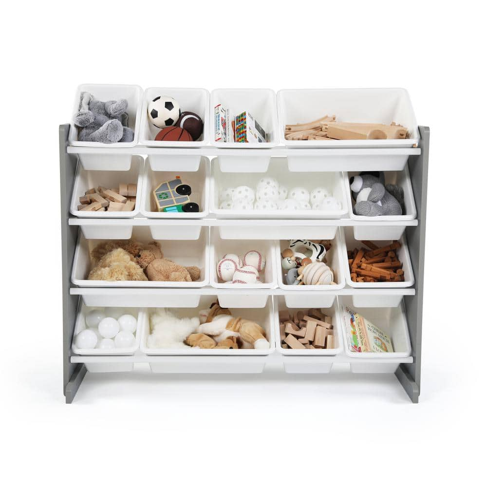 Humble Crew Springfield Grey/White Super-Sized Toy Organizer with 16 ...