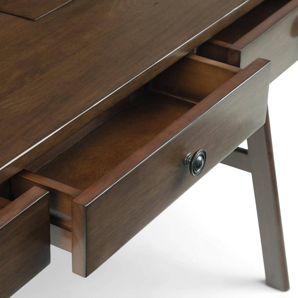 Rylie Natural Aged Brown Solid Wood Desk with USB and Power Outlet