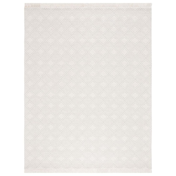 Marbella Ivory 8 ft. x 10 ft. Geometric Solid Color Area Rug