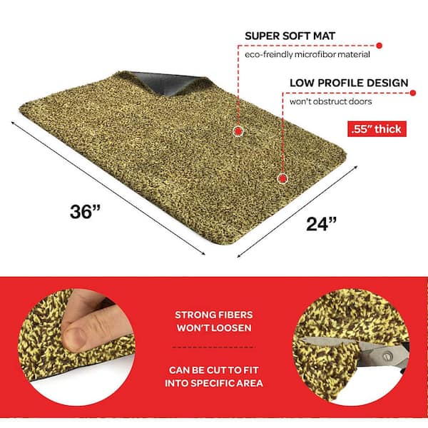 Solid Front Doormat, Super Absorbent. 24 in X 36 in (Light Brown / Yellow)