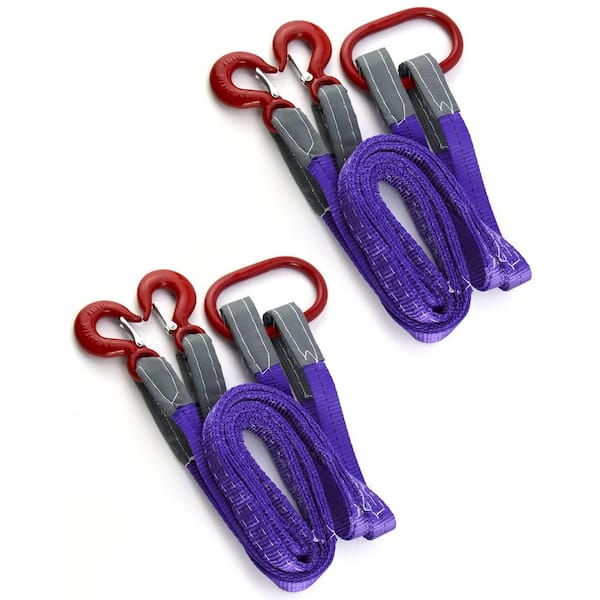 2-Pack 5 ft. Polyester Lifting Slings Straps with Hooks, Purple Rigging Straps for Engines, Cranes and Hoists