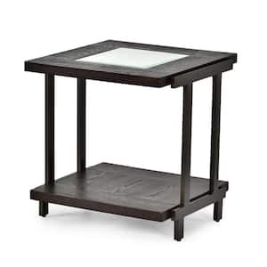 Terrell 30 in. Smoky Brown Square Wood and Glass End Table