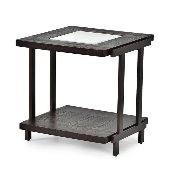 Steve Silver Terrell 30 in. Smoky Brown Square Wood and Glass End Table TE300E The Home Depot