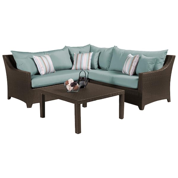 RST Brands Deco 4-Piece Patio Sectional Set with Bliss Blue Cushions