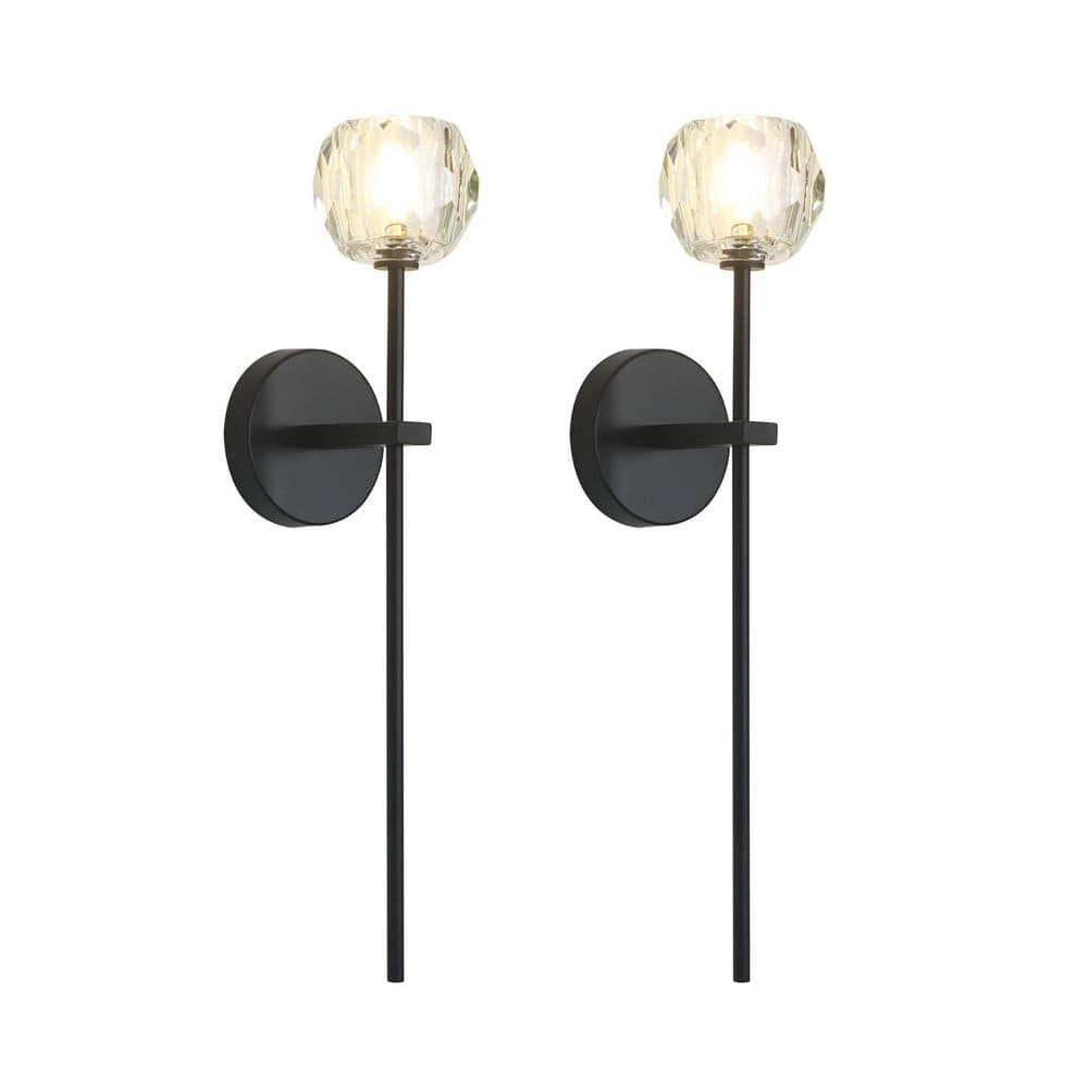 4 in. 1-Light Black Crystal Wall Sconce with 3000K G9 Bulb, 2-Pack price history on PriceWatchPro