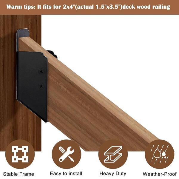 Wall Mount Railing Bracket 4-Pack Adjustable Handrail Bracket - Wall ...