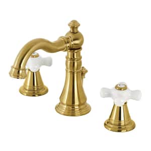 American Classic 2-Handle 8 in. Widespread Bathroom Faucets with Pop-Up Drain in Brushed Brass