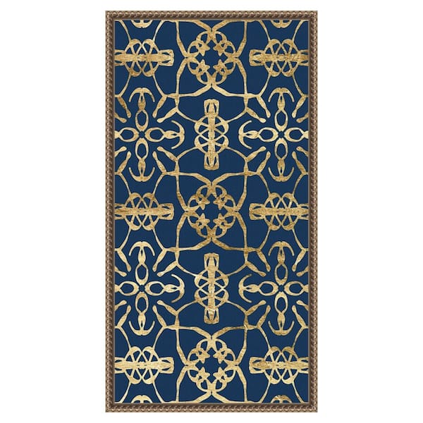 Amanti Art Motif on Blue X by Alonzo Saunders 14 in. W x 27 in. H. Canvas Wall Art Print Framed in Bronze