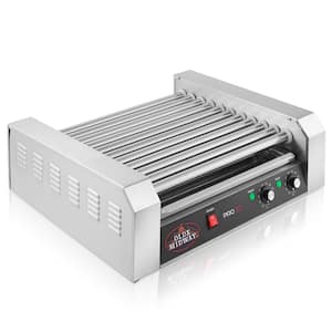 30-Hot Dog Stainless Steel Electric Hot Dog 5-Roller Indoor Grill Cooker Machine 1400-Watt