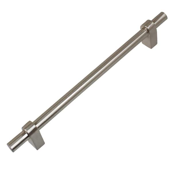GlideRite 6-1/4 in. Center-to-Center Satin Nickel Solid Euro T-Bar Handle Pull (10-Pack)