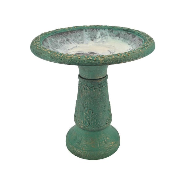 21 in. Green Resin Birdbath Bowl