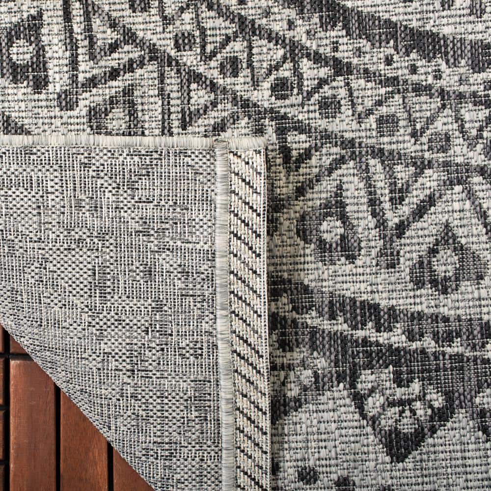 Elysian 3' Square Light Grey & Black Synthetic Area Rug