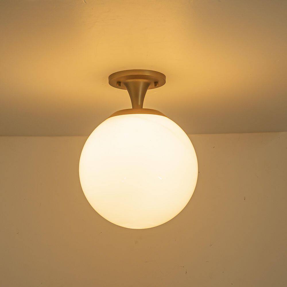 Elowen 11 in. 1-Light Brass Semi-Flush Mount Ceiling Light with Opal Glass price history on PriceWatchPro