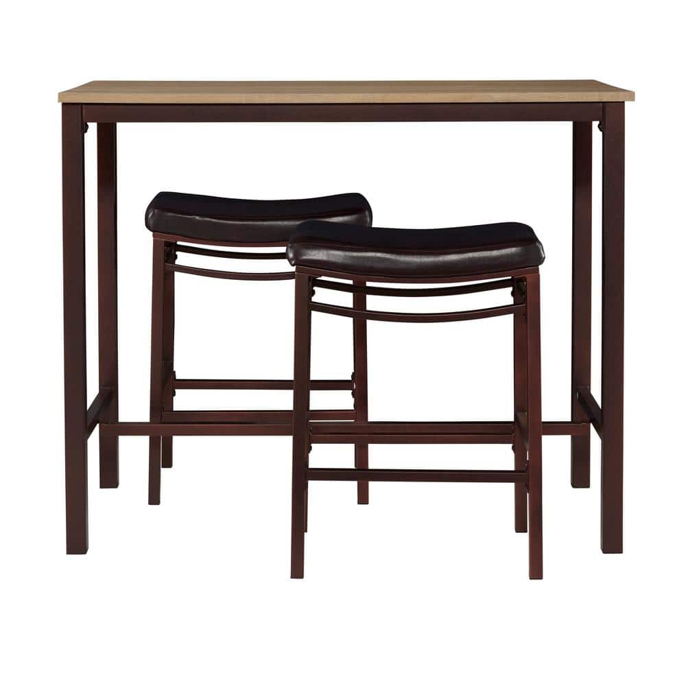Rustic Blonde and Black 3-Piece Pub Dining Set